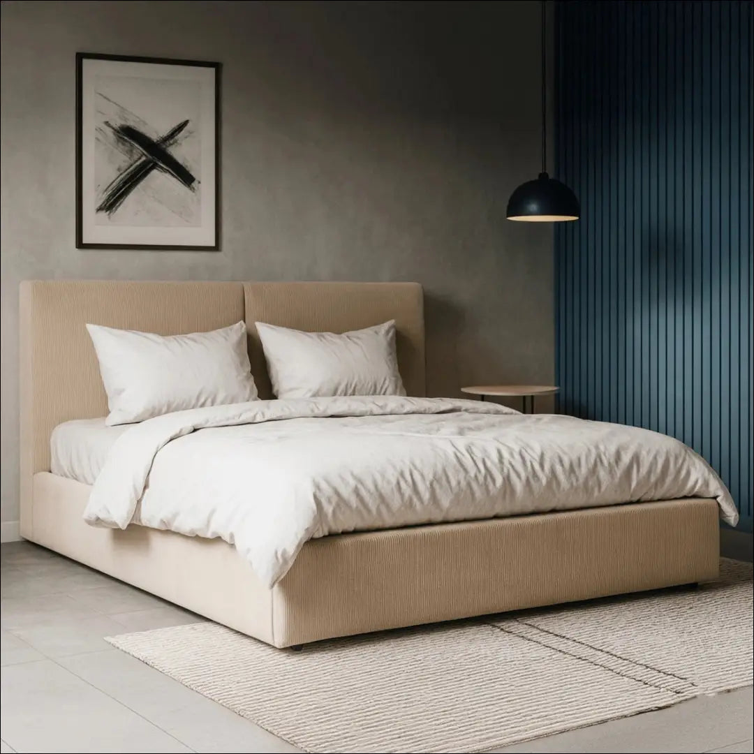Lova su patalynės dėže korduro audiniu smėlio spalvos 180x200 TE1028 - €400 Save 15% __label:Pristatymas 5-14 d.d.,