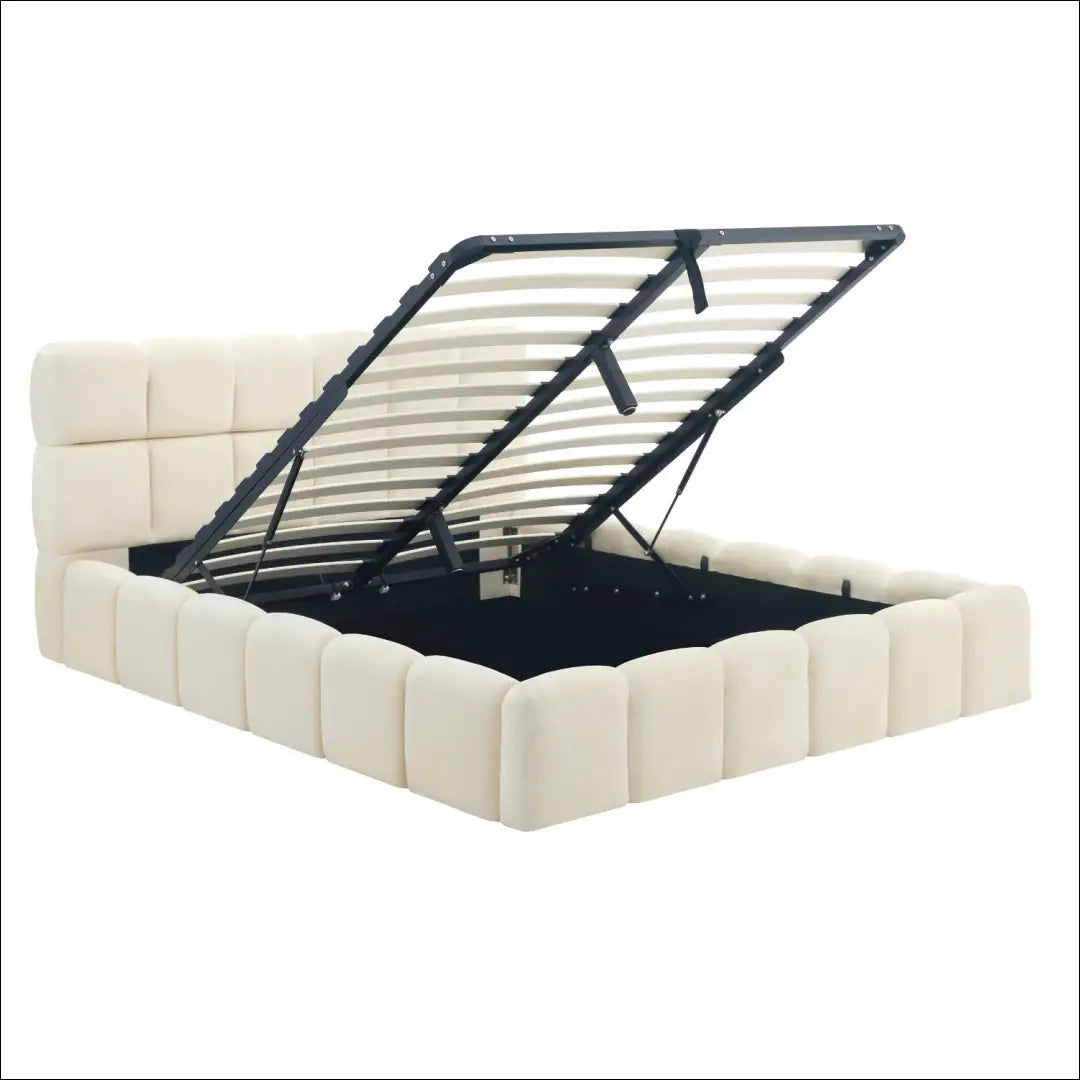 Lova su patalynės dėže veliūro audiniu kreminės spalvos 160x200 TE966 - €635 Save 15% __label:Pristatymas 5-14 d.d.,