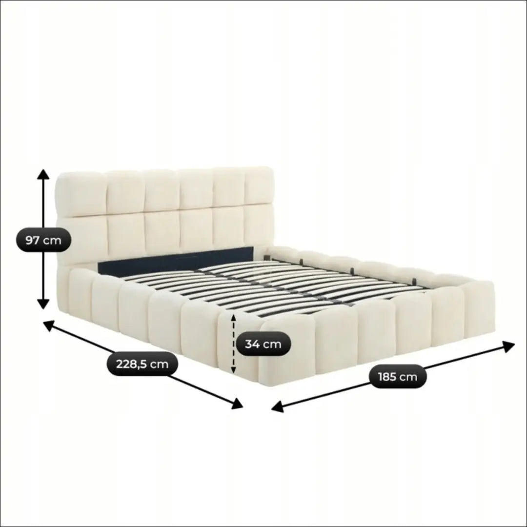 Lova su patalynės dėže veliūro audiniu kreminės spalvos 160x200 TE966 - €635 Save 15% __label:Pristatymas 5-14 d.d.,