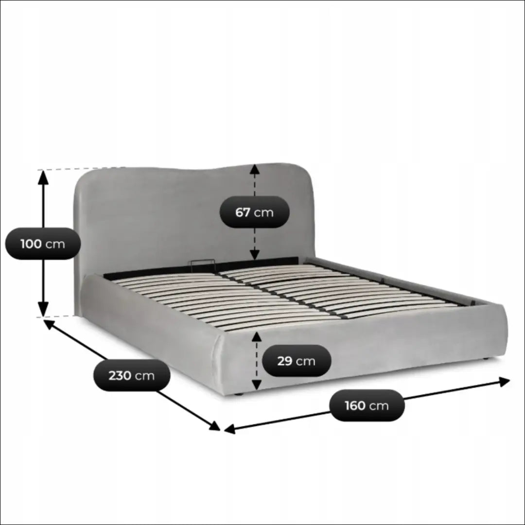 Lova su patalynės dėže veliūro audiniu pilkos spalvos 140x200 TE873 - €382 Save 15% __label:Pristatymas 5-14 d.d.,