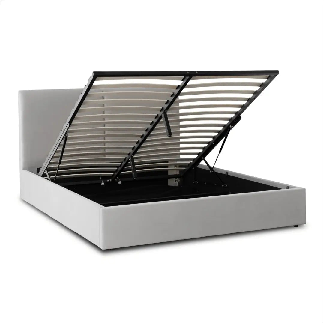Lova su patalynės dėže veliūro audiniu pilkos spalvos / kreminės 160x200 TE987 - €371 Save 15% __label:Pristatymas 5-14
