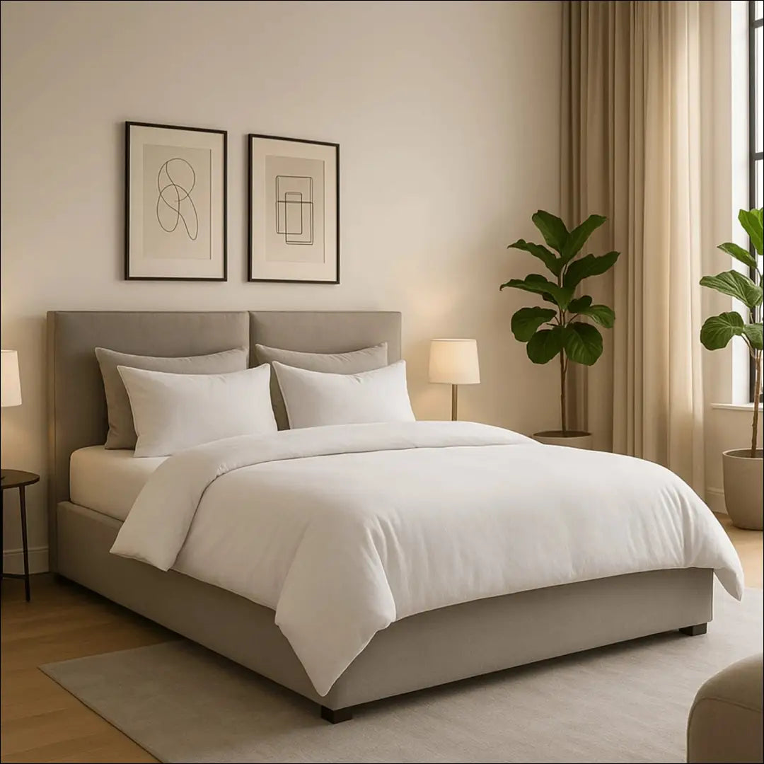 Lova su patalynės dėže veliūro audiniu pilkos spalvos / kreminės 160x200 TE987 - €371 Save 15% __label:Pristatymas 5-14