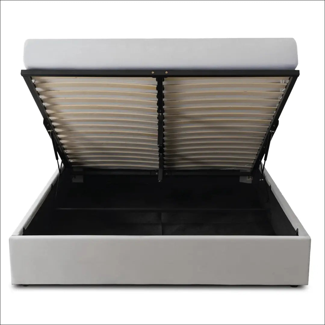Lova su patalynės dėže veliūro audiniu pilkos spalvos / kreminės 160x200 TE987 - €371 Save 15% __label:Pristatymas 5-14