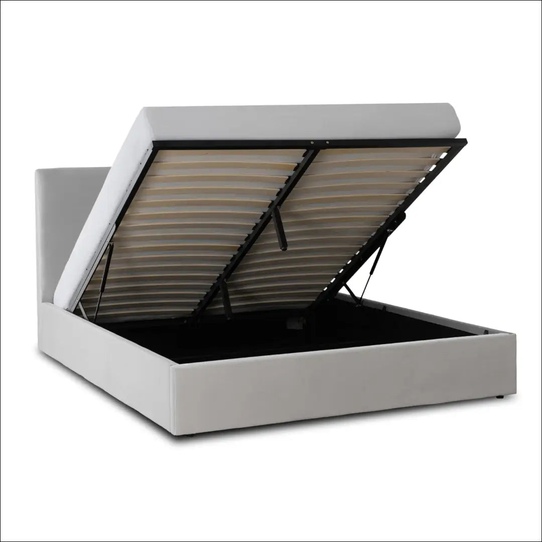 Lova su patalynės dėže veliūro audiniu pilkos spalvos / kreminės 160x200 TE987 - €371 Save 15% __label:Pristatymas 5-14