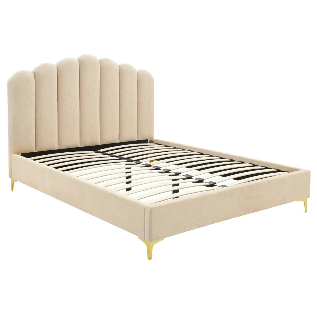 Lova su veliūro audiniu smėlio spalvos 160x200 TE952 - €301 Save 15% __label:Pristatymas 5-14 d.d., elite, over-200,