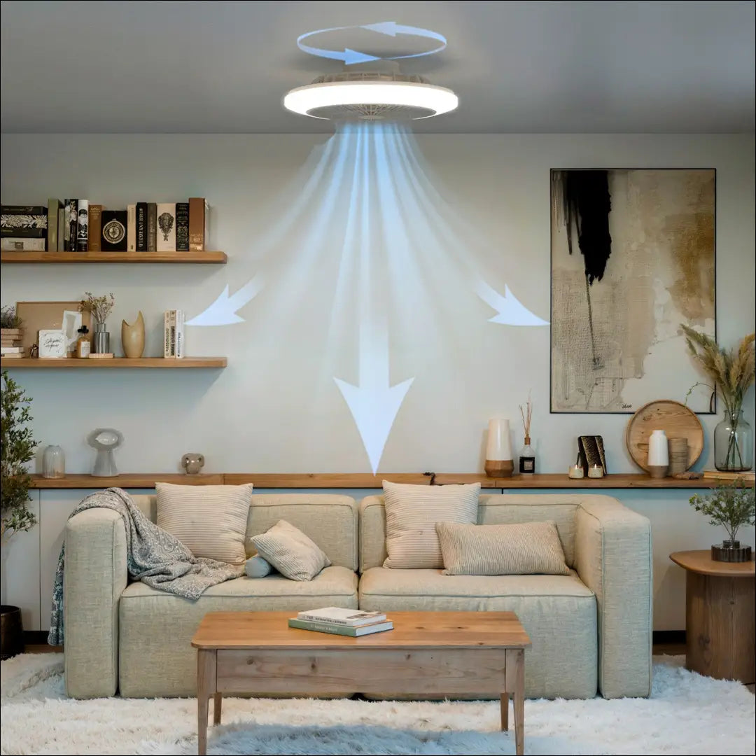 Lubinis LED šviestuvas-ventiliatorius DI12399 - €60 Save 50% 50-100, __label:Pristatymas 1-2 d.d., color-balta,
