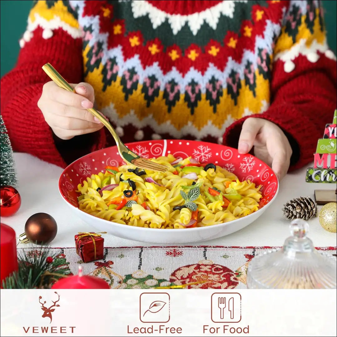 Makaronų lėkščių komplektas (4vnt) DI10761 - €19 Save 60% __label:Pristatymas 1-2 d.d., color-balta, color-raudona,