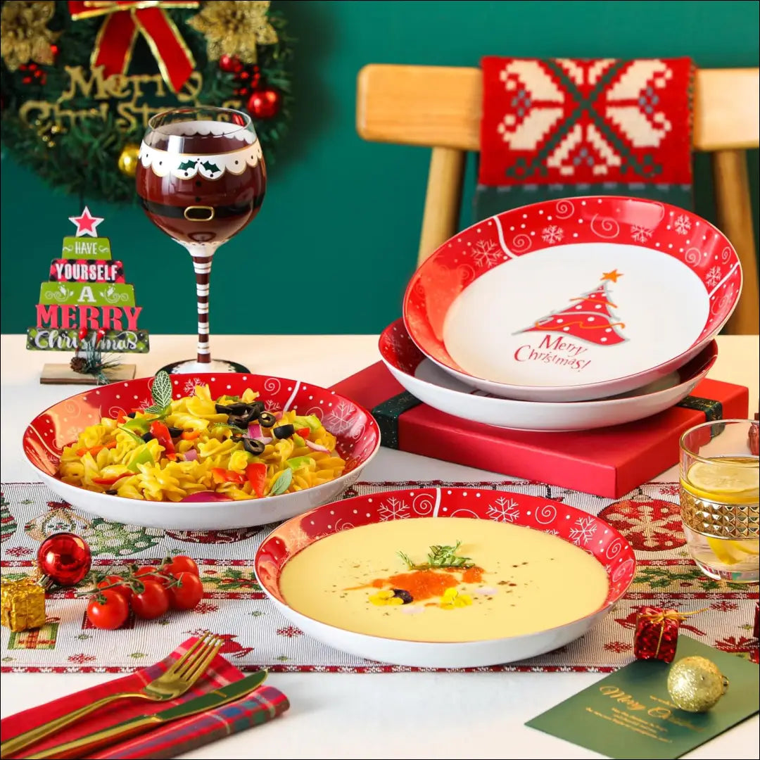 Makaronų lėkščių komplektas (4vnt) DI10761 - €19 Save 60% __label:Pristatymas 1-2 d.d., color-balta, color-raudona,