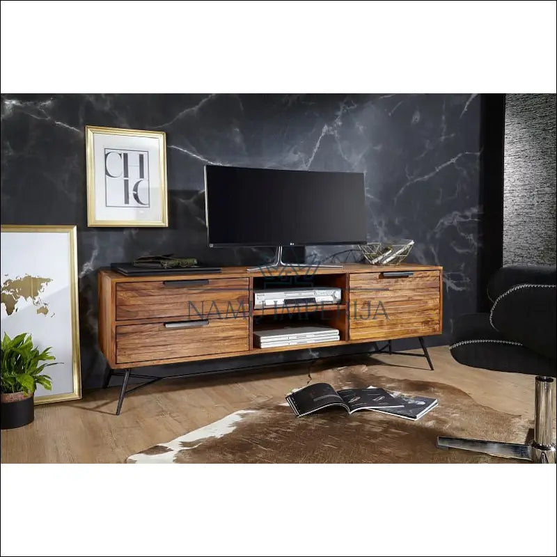 Medinis TV staliukas SI1693 - €252 Save 70% __label:Pristatymas 1-2 d.d., color-juoda, color-ruda,