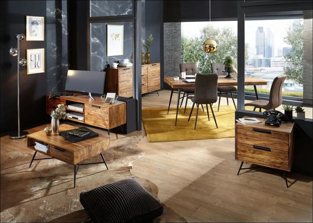 Medinis TV staliukas SI1693 - €378 Save 55% __label:Pristatymas 1-2 d.d., color-juoda, color-ruda,