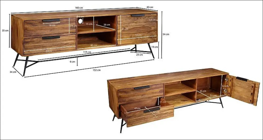 Medinis TV staliukas SI1693 - €378 Save 55% __label:Pristatymas 1-2 d.d., color-juoda, color-ruda,