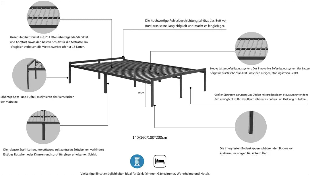 Metalinė lova (140x200cm) GI665 - €65 Save 50% 50-100, __label:Pristatymas 1-2 d.d., color-juoda, lovos-miegamojo,