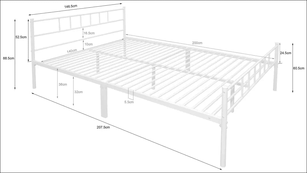 Metalinė lova (140x200cm) GI836 - €110 Save 50% 100-200, __label:Pristatymas 1-2 d.d., color-balta, lovos-miegamojo,