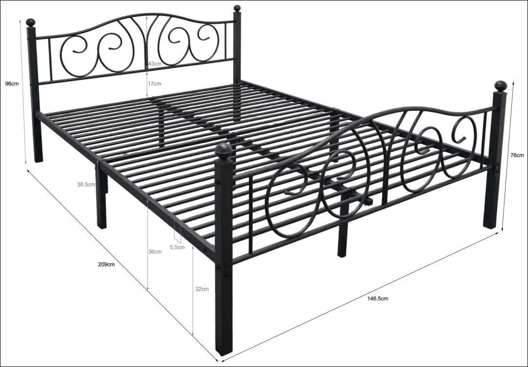 Metalinė lova (140x200cm) GI891 - €140 Save 50% 100-200, __label:Pristatymas 1-2 d.d., color-juoda, lovos-miegamojo,