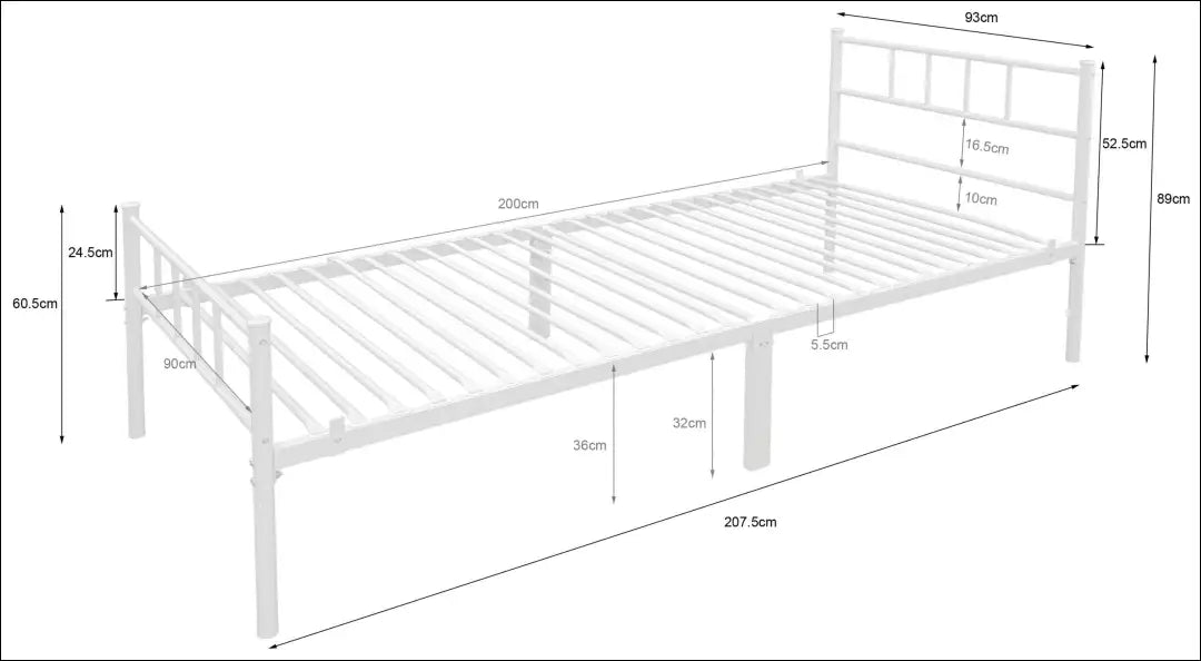 Metalinė lova (90x200cm) GI876 - €80 Save 50% 50-100, __label:Pristatymas 1-2 d.d., color-balta, lovos-miegamojo,