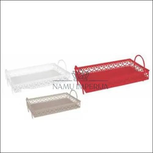 Metalinių padėklų komplektas (3vnt) DI8844 - €15 Save 50% __label:Pristatymas 1-2 d.d., color-balta, color-raudona,