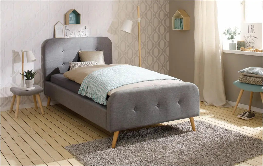 Miegamojo lova (100x200cm) GI718 - €160 Save 50% 100-200, __label:Pristatymas 1-2 d.d., color-pilka, lovos-miegamojo,