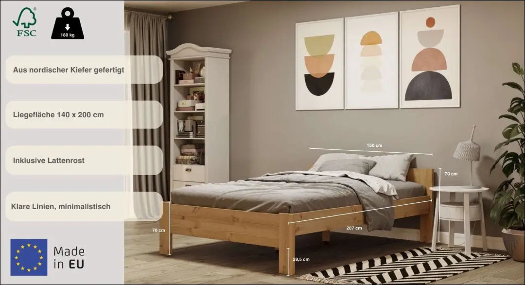 Miegamojo lova (140x200cm) GI689 - €140 Save 50% 100-200, __label:Pristatymas 1-2 d.d., color-ruda, lovos-miegamojo,