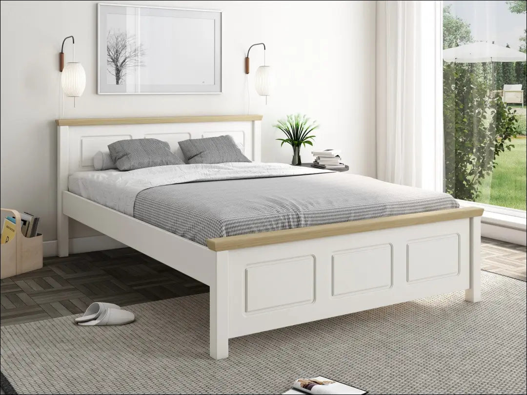 Miegamojo lova (140x200cm) GI724 - €195 Save 50% 100-200, __label:Pristatymas 1-2 d.d., color-balta, color-ruda,