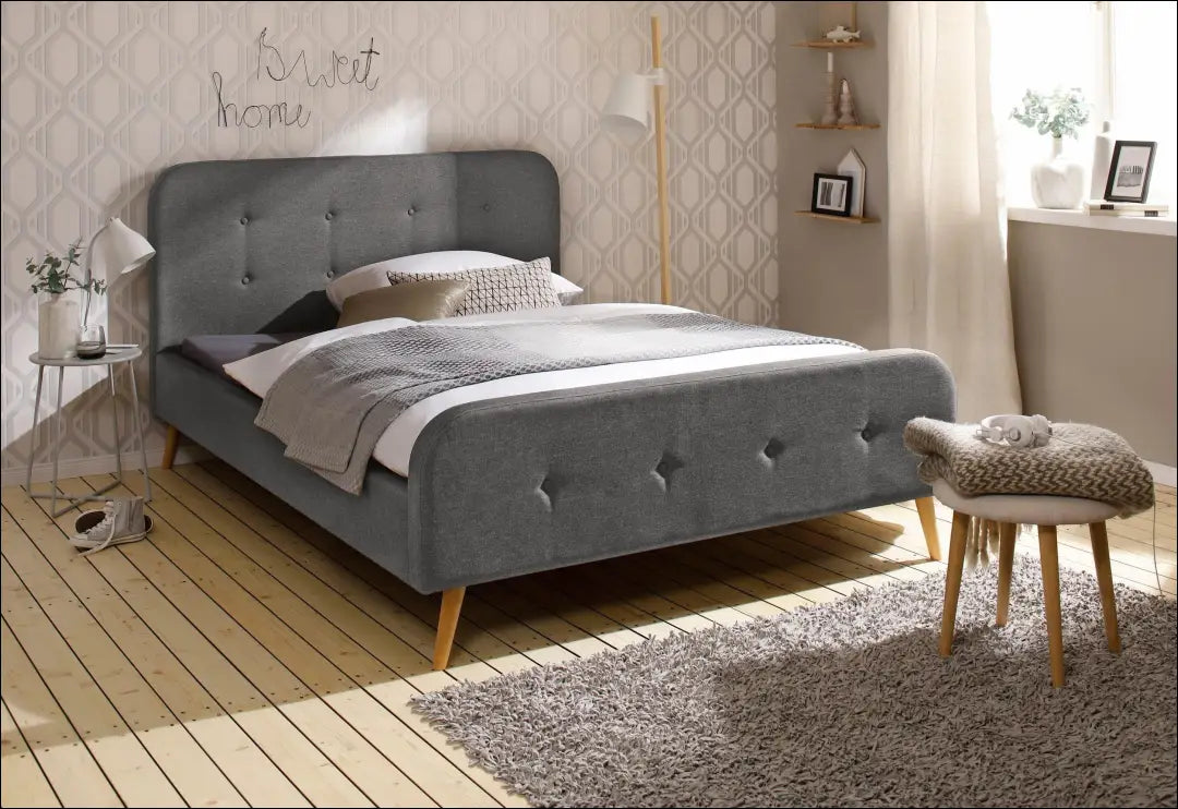 Miegamojo lova (140x200cm) GI849 - €190 Save 50% 100-200, __label:Pristatymas 1-2 d.d., color-pilka, lovos-miegamojo,