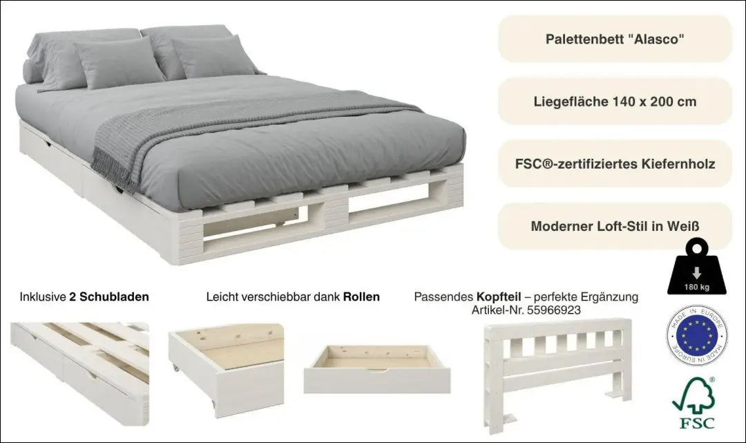 Miegamojo lova (140x200cm) GI880 - €180 Save 50% 100-200, __label:Pristatymas 1-2 d.d., color-balta, lovos-miegamojo,