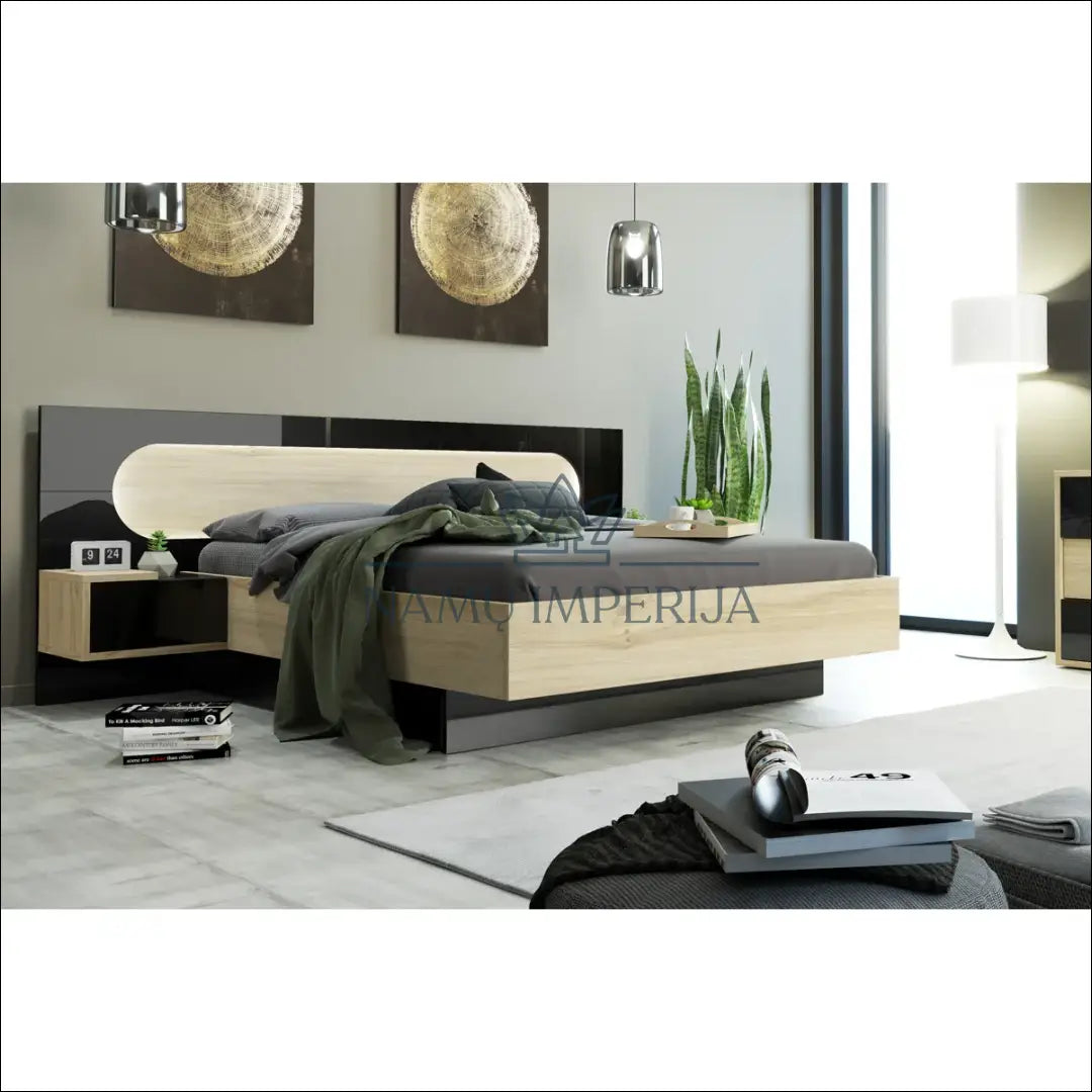 Miegamojo lova (160x200cm) GI535 - €324 Save 70% __label:Pristatymas 1-2 d.d., color-juoda, color-ruda,