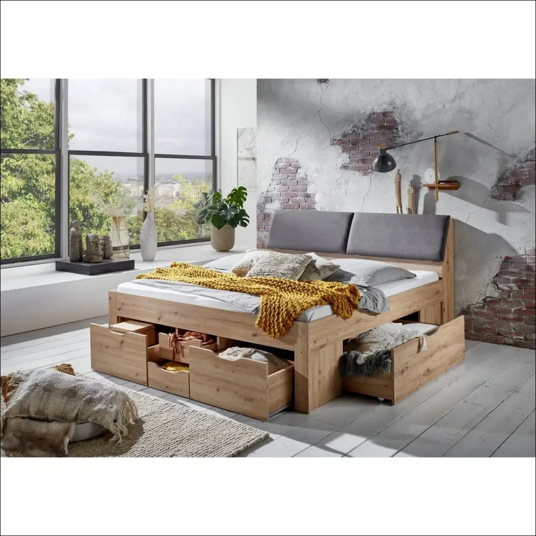 Miegamojo lova (180x200cm) GI583 - €431 Save 50% __label:Pristatymas 1-2 d.d., color-pilka, color-ruda,