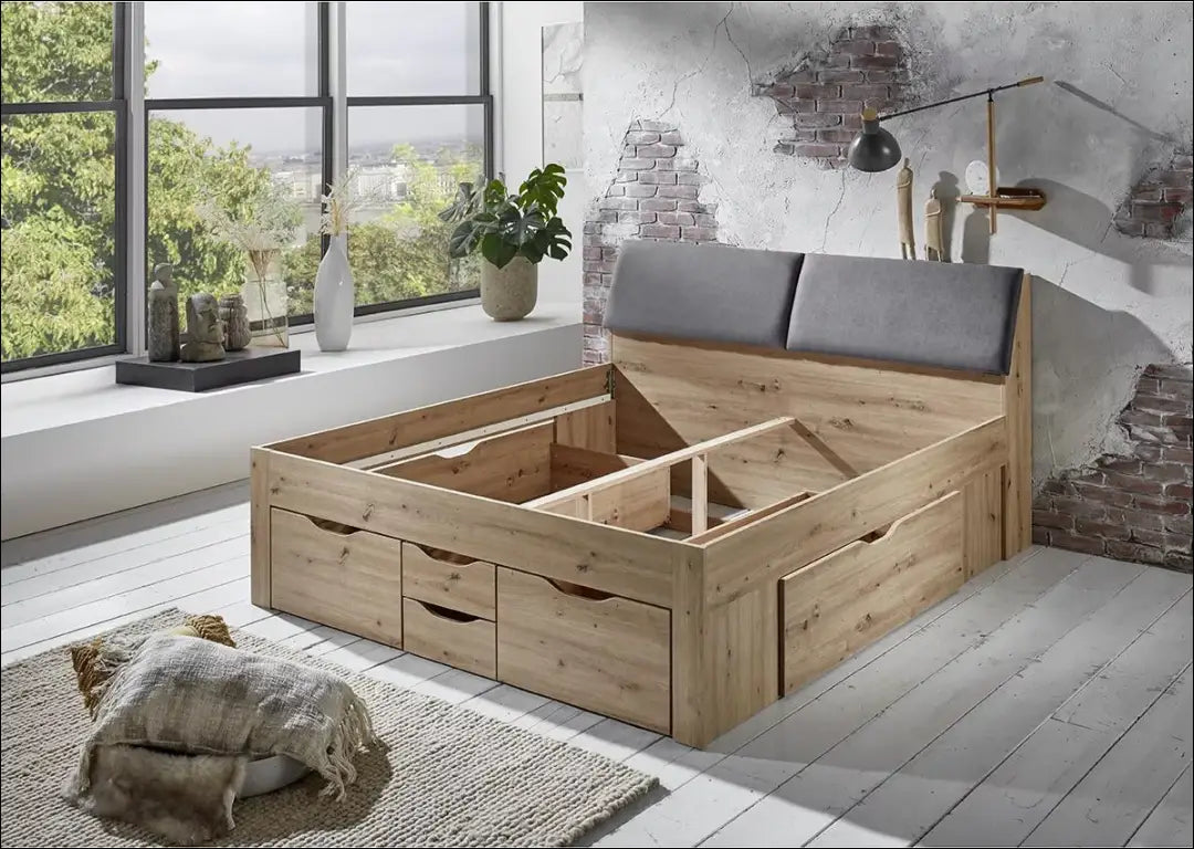 Miegamojo lova (180x200cm) GI583 - €431 Save 50% __label:Pristatymas 1-2 d.d., color-pilka, color-ruda,