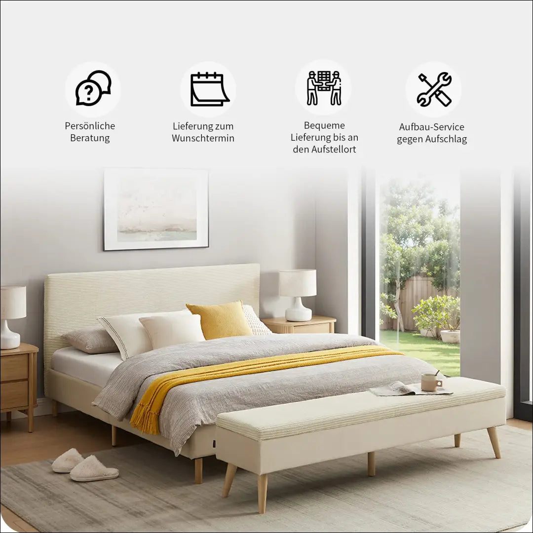 Miegamojo lova (180x200cm) GI656 - €320 Save 50% __label:Pristatymas 1-2 d.d., color-kremas, lovos-miegamojo,