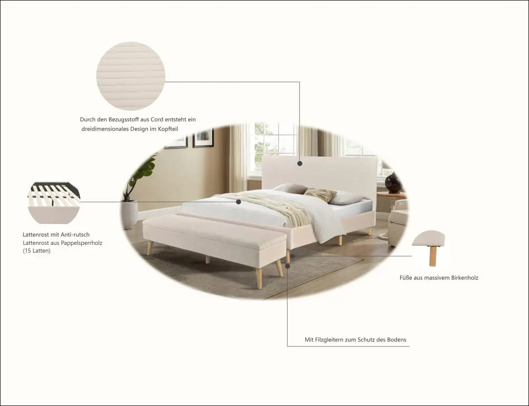 Miegamojo lova (180x200cm) GI656 - €320 Save 50% __label:Pristatymas 1-2 d.d., color-kremas, lovos-miegamojo,