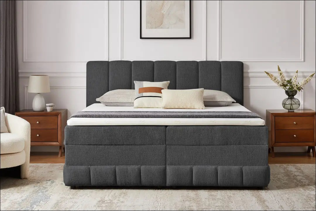 Miegamojo lova (180x200cm) GI805 - €650 Save 50% __label:Pristatymas 1-2 d.d., color-pilka, lovos-miegamojo,