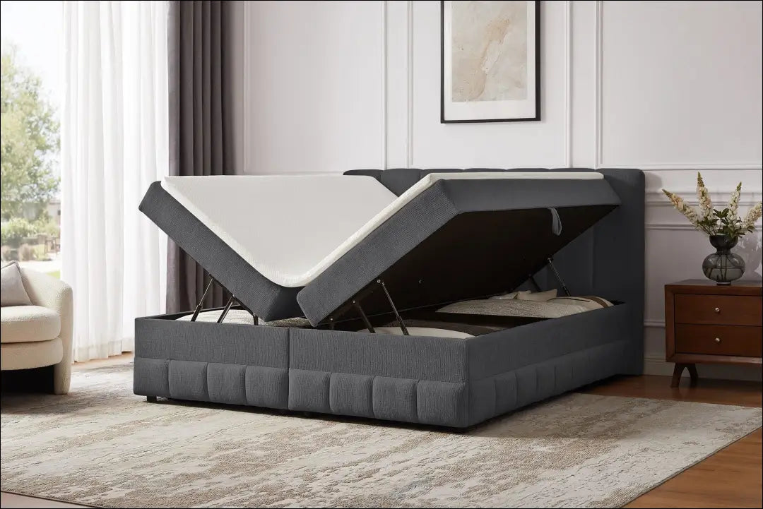 Miegamojo lova (180x200cm) GI805 - €650 Save 50% __label:Pristatymas 1-2 d.d., color-pilka, lovos-miegamojo,