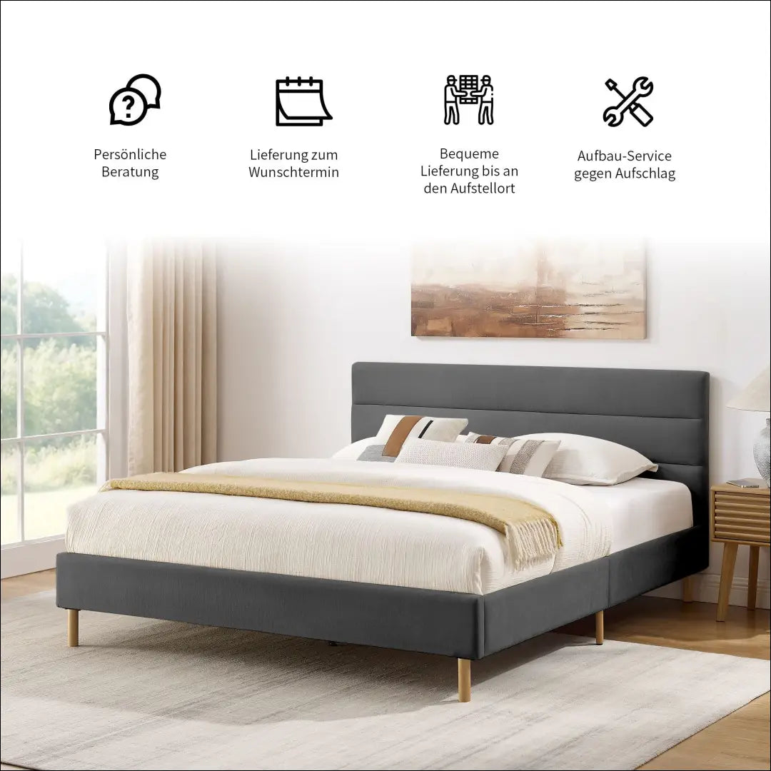 Miegamojo lova (180x200cm) GI864 - €210 Save 50% __label:Pristatymas 1-2 d.d., color-pilka, lovos-miegamojo,