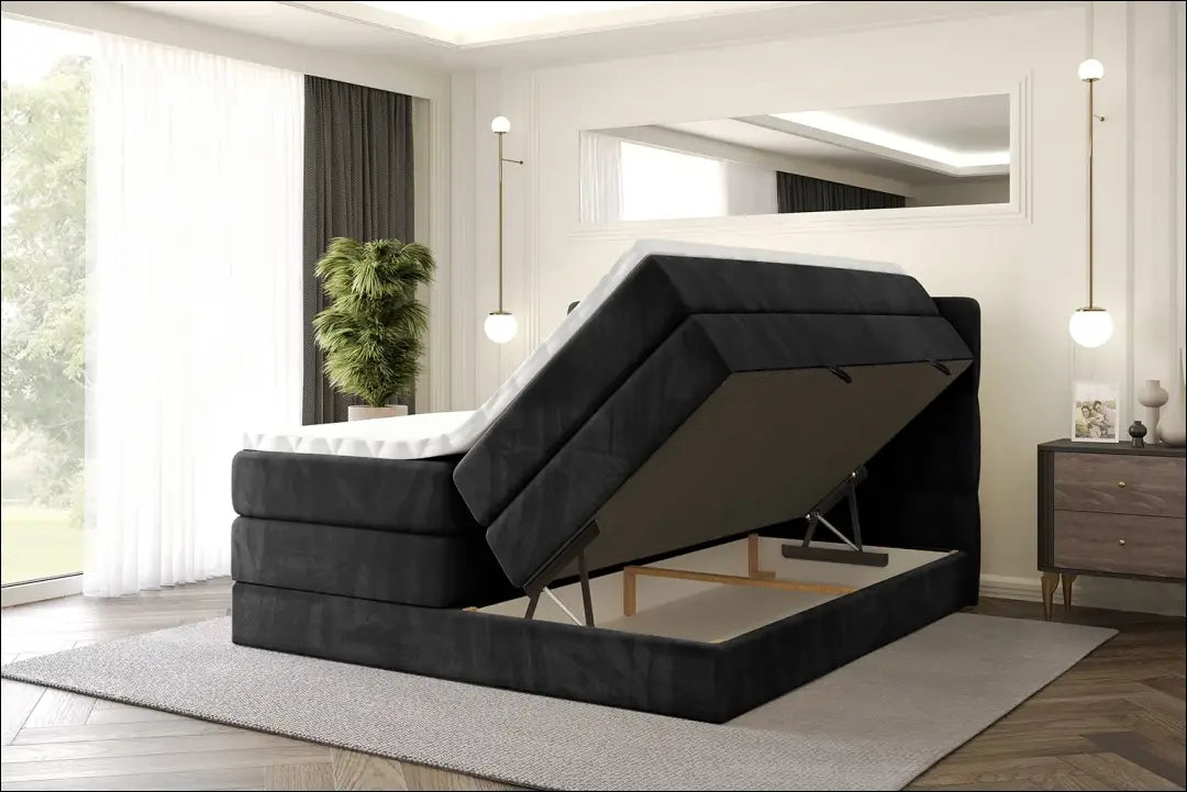 Miegamojo lova (180x200cm) GI901 - €670 Save 50% __label:Pristatymas 1-2 d.d., color-juoda, material-aksomas,