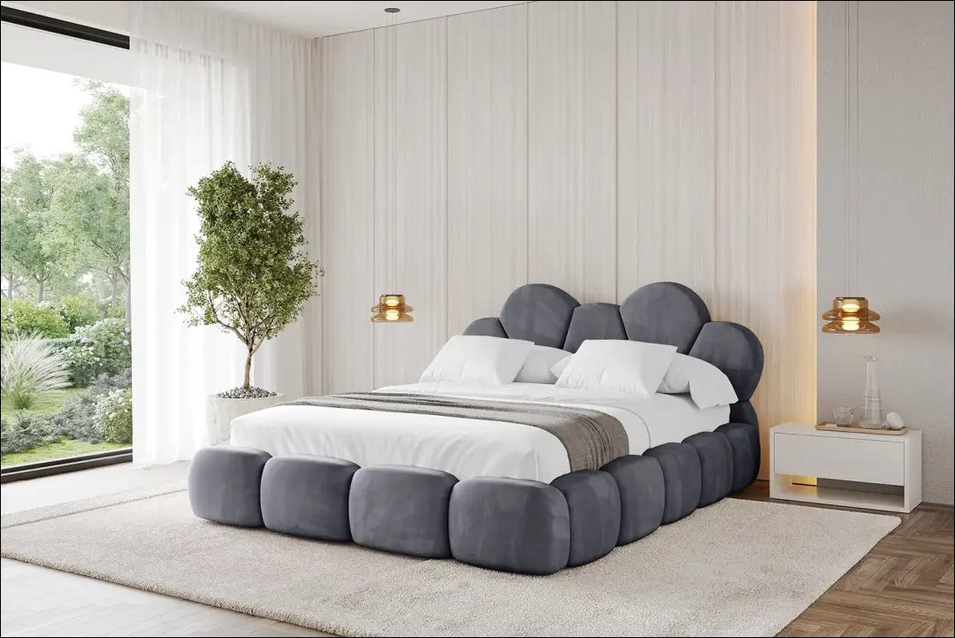 Miegamojo lova (180x200cm) GI905 - €910 Save 30% __label:Pristatymas 1-2 d.d., color-pilka, lovos-miegamojo,