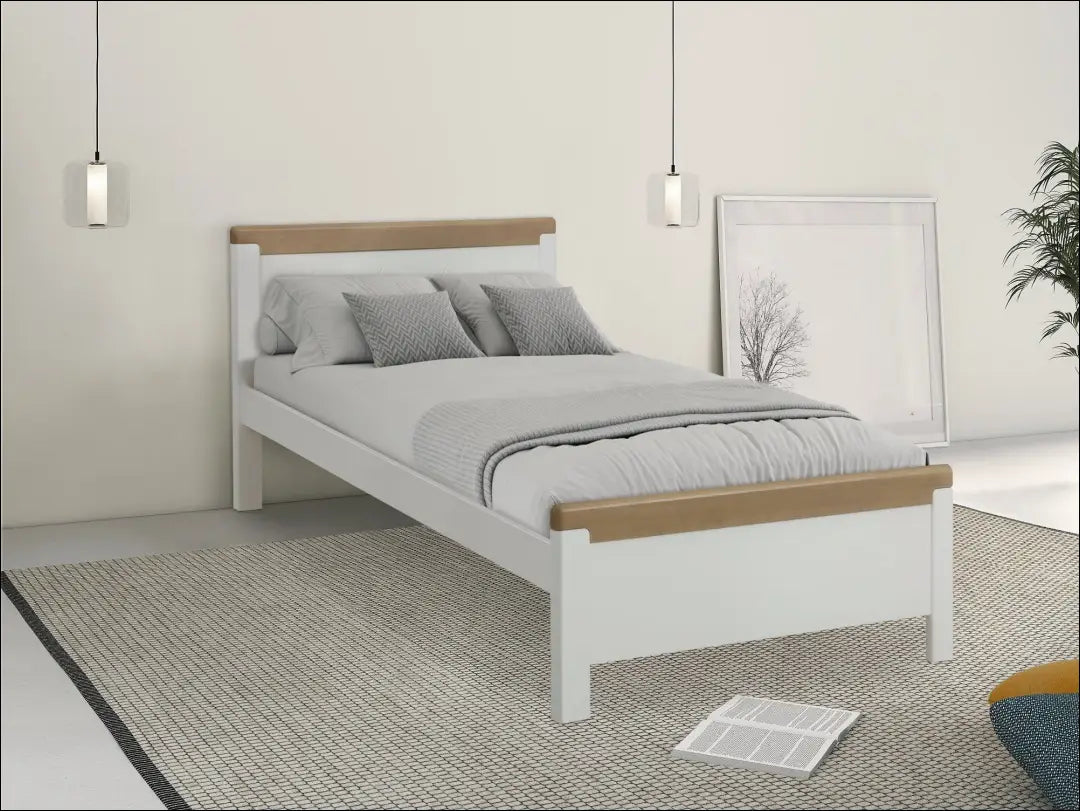 Miegamojo lova (90x200cm) GI711 - €130 Save 50% 100-200, __label:Pristatymas 1-2 d.d., color-balta, color-ruda,