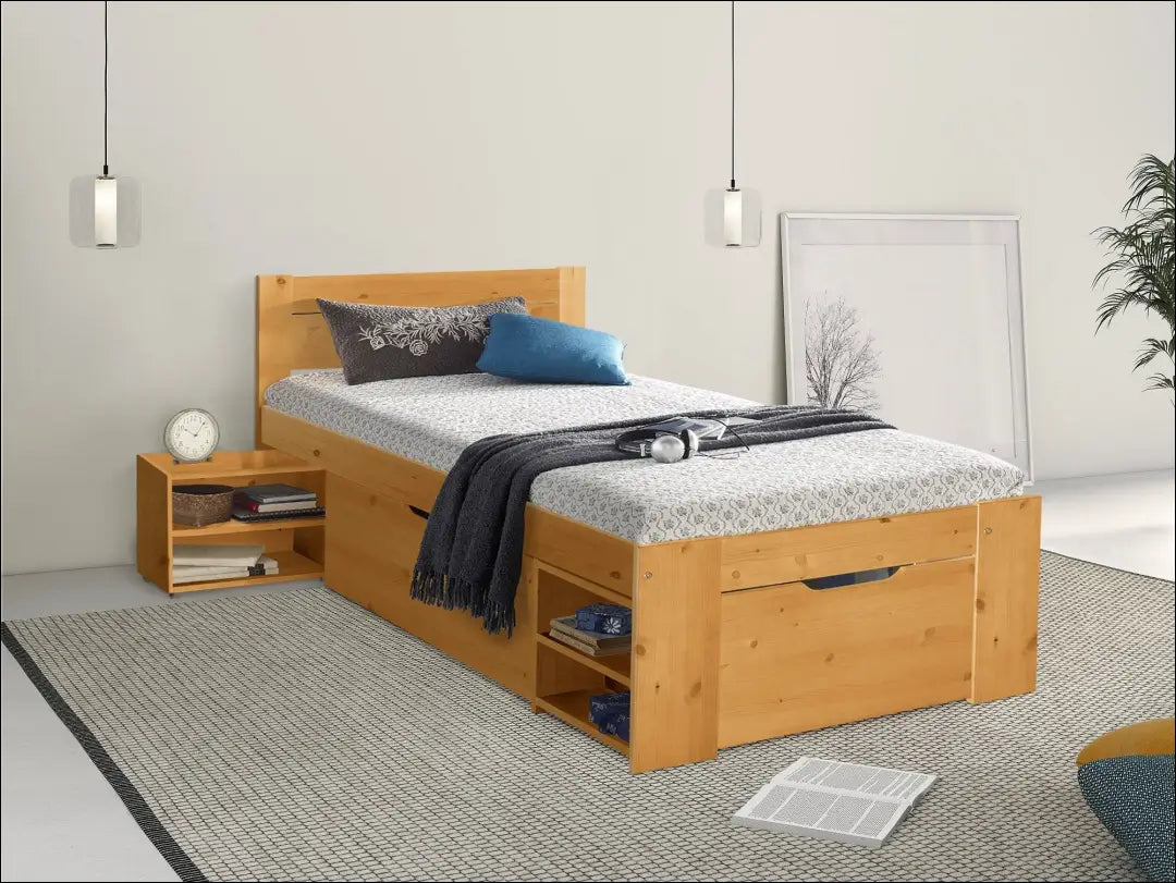 Miegamojo lova su ištraukiamu naktiniu staliuku (90x200cm) GI867 - €190 Save 50% 100-200, __label:Pristatymas 1-2 d.d.,