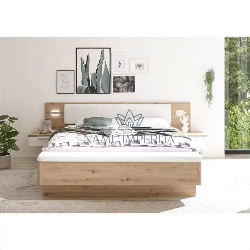 Miergamojo lova su naktiniais staliukais GI580 - €383 Save 50% __label:Pristatymas 1-2 d.d., color-balta, color-ruda,