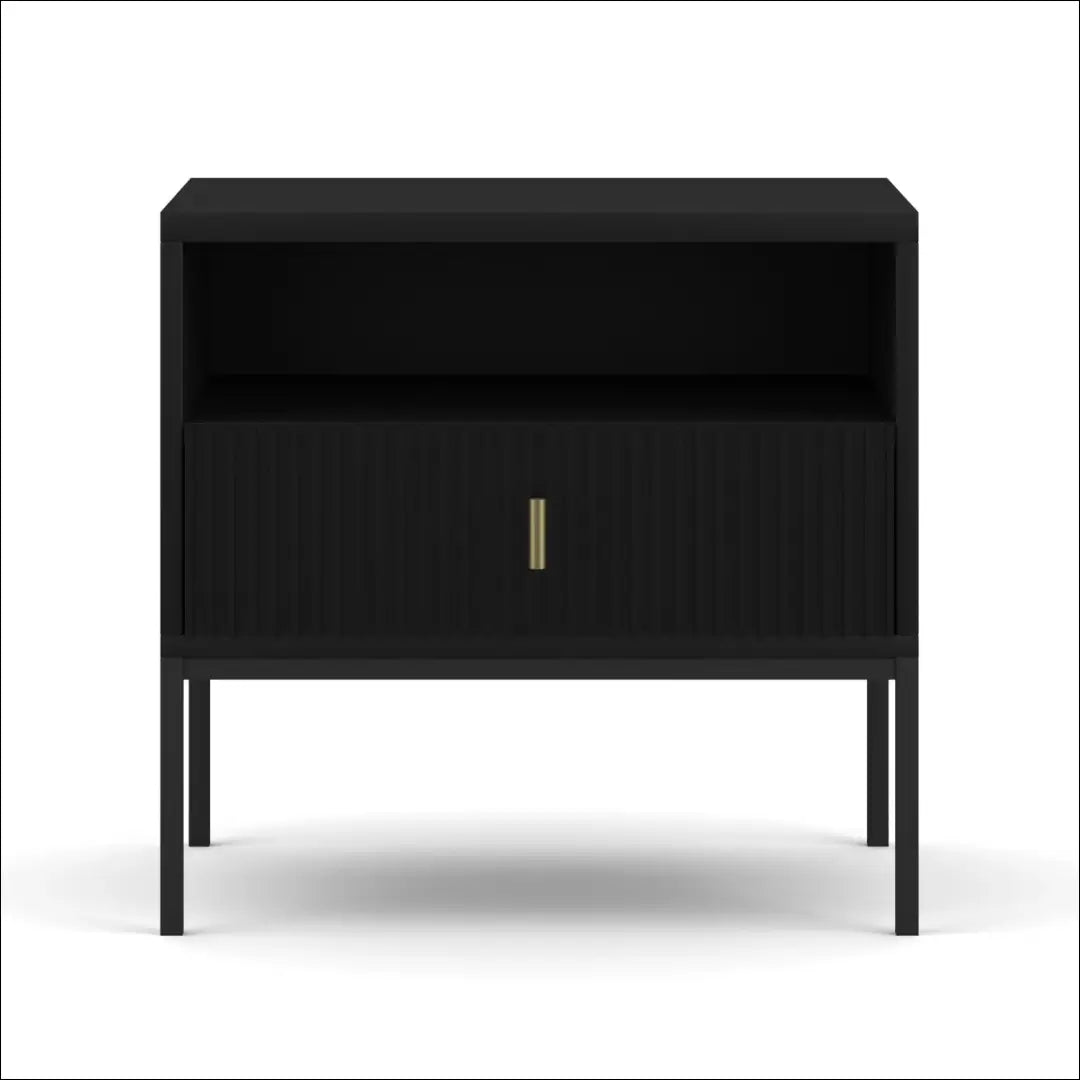 Naktinė spintelė su rievėtu fasadu juodos spalvos TE380 - €112 Save 15% 100-200, __label:Pristatymas 5-14 d.d., elite,