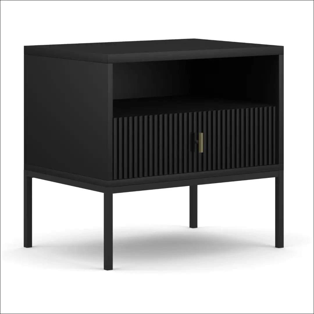 Naktinė spintelė su rievėtu fasadu juodos spalvos TE380 - €112 Save 15% 100-200, __label:Pristatymas 5-14 d.d., elite,