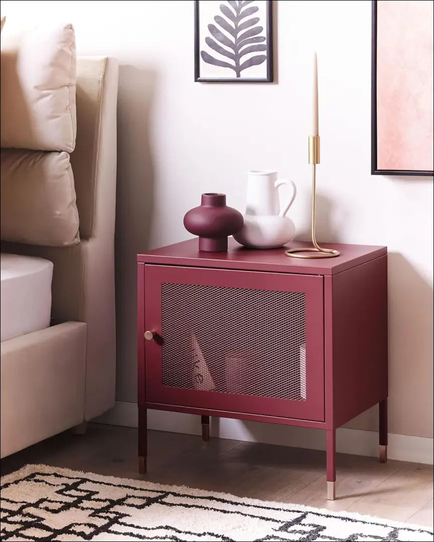 Naktinis staliukas GI488 - €47 Save 60% 25-50, __label:Pristatymas 1-2 d.d., color-raudona, material-metalas, pazeistas