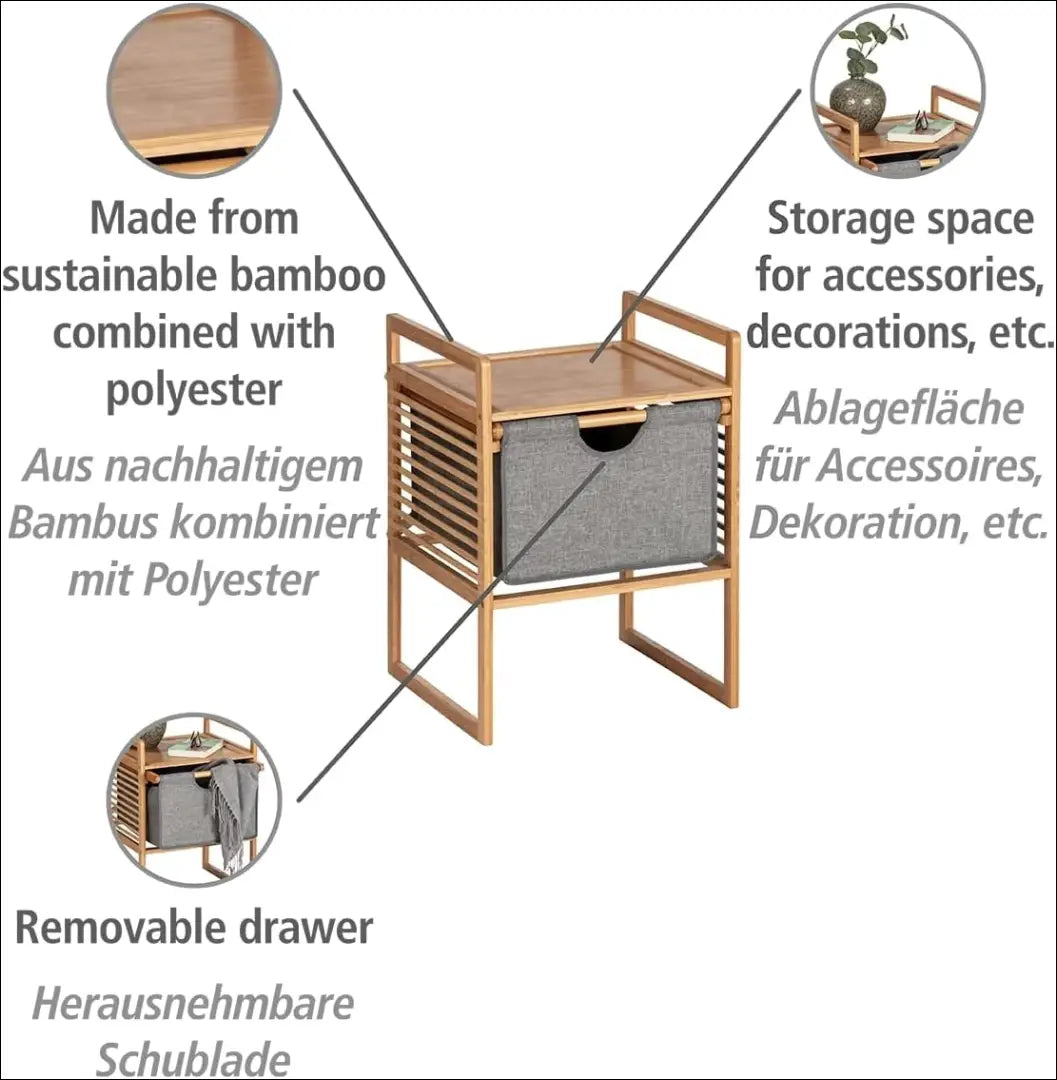 Naktinis staliukas GI624 - €32 Save 50% 25-50, __label:Pristatymas 1-2 d.d., color-pilka, color-ruda, material-bambukas