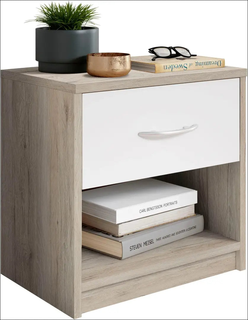 Naktinis staliukas GI684 - €10 Save 75% __label:Pristatymas 1-2 d.d., color-balta, color-ruda, material-mediena,