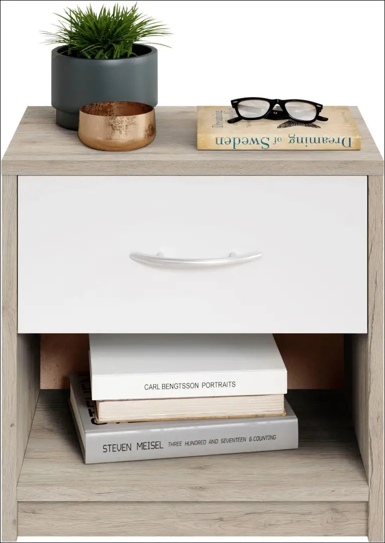 Naktinis staliukas GI684 - €10 Save 75% __label:Pristatymas 1-2 d.d., color-balta, color-ruda, material-mediena,