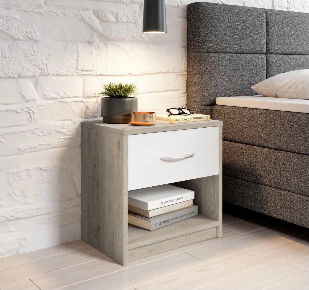 Naktinis staliukas GI684 - €10 Save 75% __label:Pristatymas 1-2 d.d., color-balta, color-ruda, material-mediena,