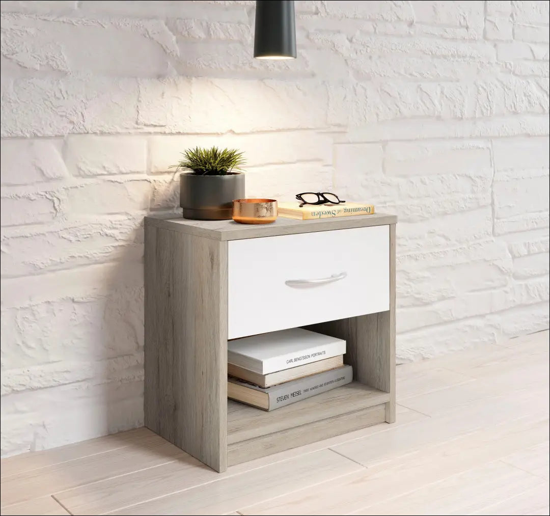 Naktinis staliukas GI684 - €10 Save 75% __label:Pristatymas 1-2 d.d., color-balta, color-ruda, material-mediena,