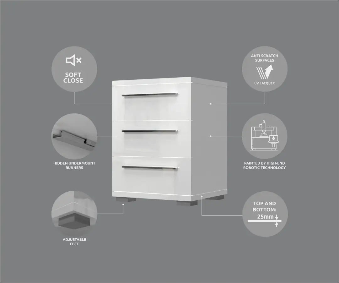 Naktinis staliukas GI686 - €90 Save 50% 50-100, __label:Pristatymas 1-2 d.d., color-balta, material-mdf, miegamojo €50