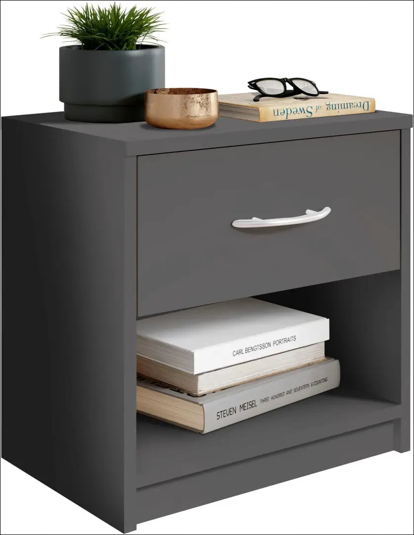 Naktinis staliukas GI823 - €15 Save 65% __label:Pristatymas 1-2 d.d., color-pilka, material-mediena, pazeistas,
