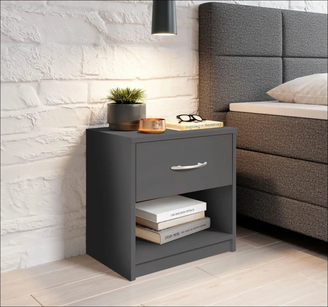 Naktinis staliukas GI823 - €15 Save 65% __label:Pristatymas 1-2 d.d., color-pilka, material-mediena, pazeistas,