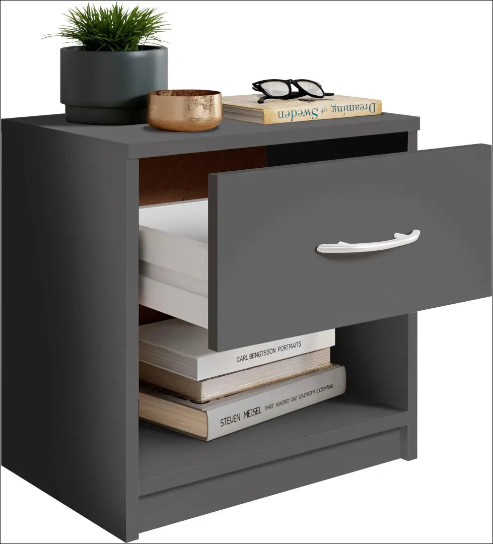 Naktinis staliukas GI823 - €15 Save 65% __label:Pristatymas 1-2 d.d., color-pilka, material-mediena, pazeistas,